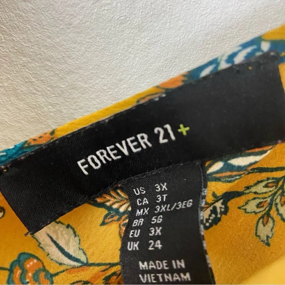 Forever 21 Womens Harvest Yellow Floral Wide Leg Jumpsuit Boho Cottagecore 3X - Picture 4 of 12
